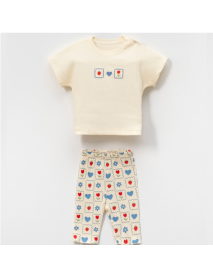 VOVİDO GIRL 9-12-18-24 MONTHS HEART CHECKER EMBROIDERY 2-PIECE SET 2665