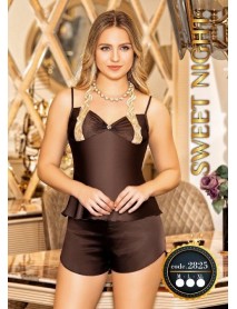 Satin Shorts Set Brown Sweet Night 2825