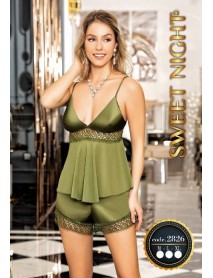 Satin Shorts Set Green Sweet Night 2826