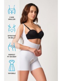 Emay 2834 Open Chest Zippered Laser Corset White