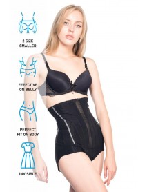 Emay 2886 High Waist Tulle Slip Laser Corset Black