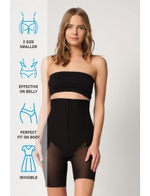 Emay 2928 Tulle Leg Laser Corset Black