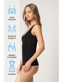 Emay 2938 Athlete Corset with Tulle Back Support Black