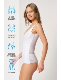 Emay 2938 Athlete Corset with Tulle Back Support White