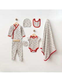 ESYA BABY UNISEX 0-3 MONTHS MOM DAD STRIPED 7 PIECE SET 3002