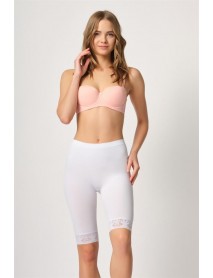 Emay 3004 Soft Long Leg Lace Boxer White