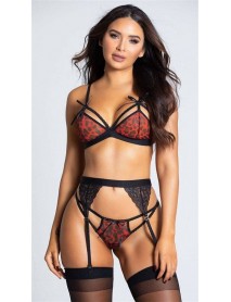 NightLight Red Leopard Fantasy Garter Set 3272