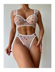 NightLight White Heart Fantasy Transparent Bra Set 3418