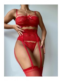 NightLight Red Lace Fantasy Garter Set 3425