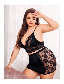 NightLight Women's Plus Size Black Fantasy Nightgown 3489