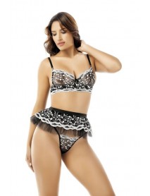 NightLight Black Embroidered Fancy Bra and Skirt Set 3580