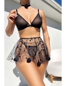 NightLight Heart Patterned Chain Fancy Skirt Suit 3617