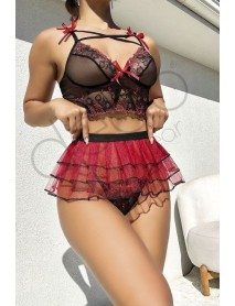 NightLight Cross-Tied Back Tulle Skirt Fantasy Bustier Set 3620