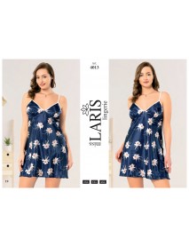  Laris Big Size Satin Short Nightgown 4013