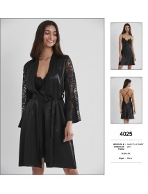 Pierre Cardin Big Size Black Nighty & Robe Set 4020 