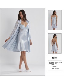 Pierre Cardin Big Size Blue Nighty & Robe Set 4020