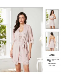 Pierre Cardin Big Size Powder Nighty & Robe Set 4020