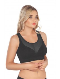Emay 4028 Seamless Tulle Supporting Bra Corset Black