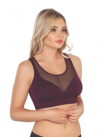 Emay 4028 Seamless Tulle Supporting Bra Corset Purple