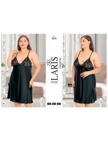 Laris Big Size Satin Short Nightgown 4029