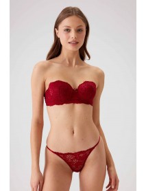 Pierre Cardin Underwire Strapless Supported Burgundy Bra Set 4032