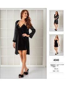  Pierre Cardin Black Nighty & Robe Set 4040 