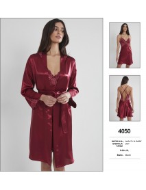 Pierre Cardin Burgundy Nighty & Robe Set 4050