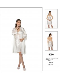  Pierre Cardin Ecru Nighty & Robe Set 4050