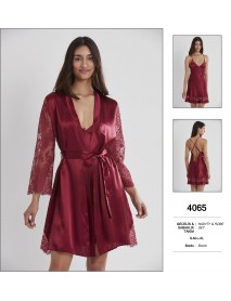 Pierre Cardin Burgundy Nighty & Robe Set 4065 