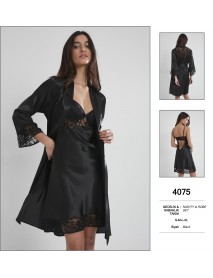  Pierre Cardin Black Nighty & Robe Set 4075