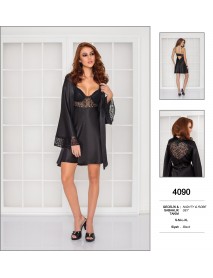 Pierre Cardin Black Nighty & Robe Set 4090 