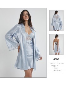 Pierre Cardin Blue Nighty & Robe Set 4090