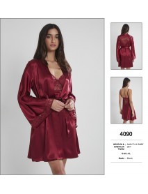  Pierre Cardin Burgundy Nighty & Robe Set 4090 