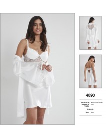 Pierre Cardin Ecru Nighty & Robe Set 4090
