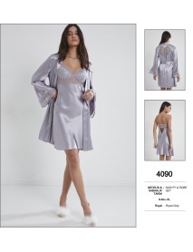 Pierre Cardin Grey Nighty & Robe Set 4090
