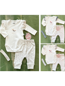 BABY GIRL 3-6-9-12 MONTHS PICKING FLOWERS 3-PIECE SET 4103