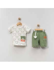 KIDDIMAX BOY 9-12-18-24 MONTHS BEAR SHORTS 2 PIECE SET 412