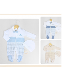 BABY BOY 0-3-6-9 MONTHS LUXURY HAT OVERALLS 4138