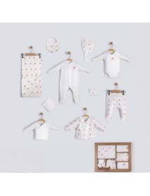 BEBESSİ Girls 0–3 Months Heart-Themed 10-Piece Set 4148