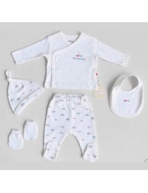 BEBESSİ UNISEX 0-3 MONTHS LOVE MY FAMILY 5 PIECE SET HANGER 4157