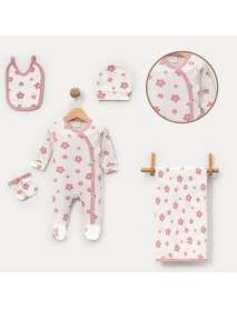 MINI OCEAN GIRL 0-3 MONTHS DAISY OVERALLS 5-PIECE SET 4166