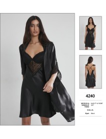 Pierre Cardin Black Nighty & Robe Set 4240 
