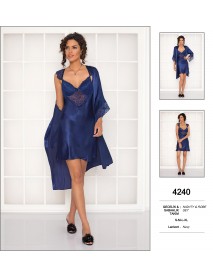 Pierre Cardin Navy Nighty & Robe Set 4240