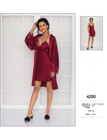 Pierre Cardin Burgundy Nighty & Robe Set 4250