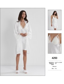 Pierre Cardin Ecru Nighty & Robe Set 4250