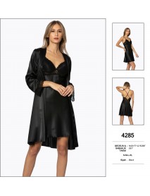 Pierre Cardin Black Nighty & Robe Set 4285