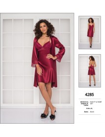 Pierre Cardin Burgundy Nighty & Robe Set 4285