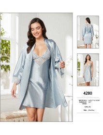  Pierre Cardin Blue Nighty & Robe Set 4280