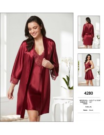   Pierre Cardin Burgundy Nighty & Robe Set 4280