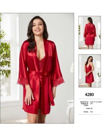 Pierre Cardin Red Nighty & Robe Set 4280